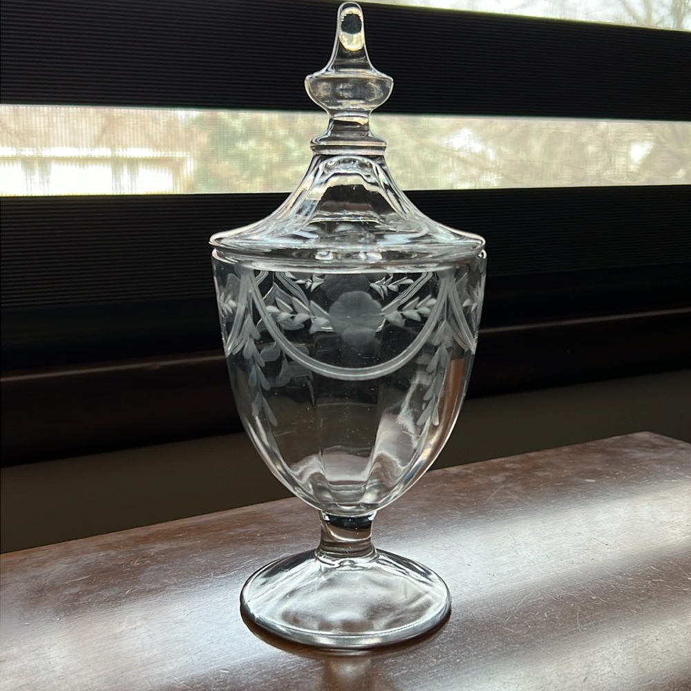 Antique Glass Candy Dish with Lid
